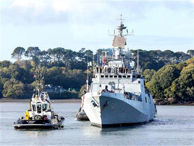 INS Trishul arrives at Plymouth for Exercise Konkan 2026