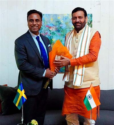 High-Level Haryana Delegation Led by CM Nayab Singh Saini Arrives in Sweden